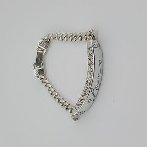 $48 Brighton Art & Soul "LOVE" Silver Plated & Scripted Message I.D Bracelet